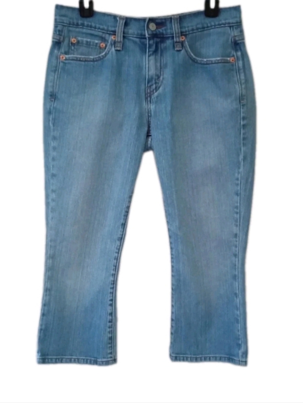 LEVIS 515 Stretch Capri Jeans Womens Size 6 Cropped Medium Wash Distressed